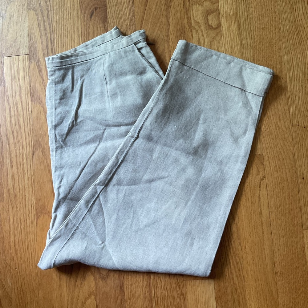 Valerie Stevens linen pant ⭐️ sleek ⭐️ side zip ⭐️ pockets ⭐️ tan